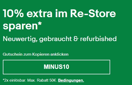 Ebay: 10 Prozent Rabatt auf bereits reduzierte B-Ware