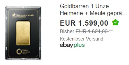 Ebay: Feinunze Gold in Blister für 1589 Euro frei Haus