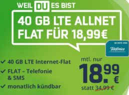 Knaller: Monatlich kündbare LTE-Flat mit 40 GByte für 18,99 Euro