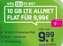 Telekom-Netz: Zehn GByte Datenvolumen mit Telefonflat für 9,99 Euro