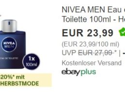 Ebay: Eau de Toilette von „Nivea Men“ für 19,19 Euro frei Haus