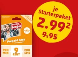 Penny Mobil: Prepaid-Karte mit 10 Euro Guthaben für 2,99 Euro