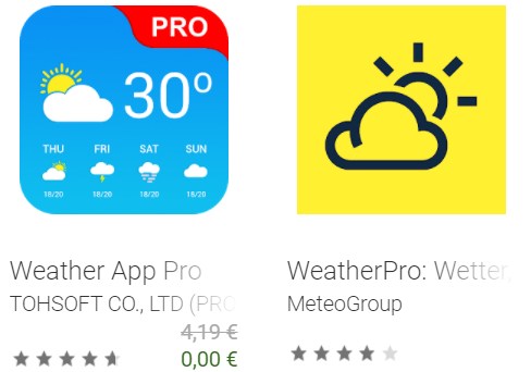 Gratis: "Weather App Pro" via Google Play für 0 statt 4,19 Euro