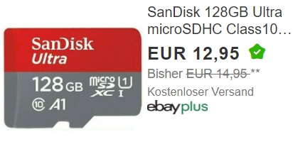 Ebay: SanDisk-SDHC SDSQUA4 mit 128 GByte für 12,95 Euro