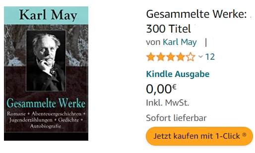 Gratis: eBook "Gesammelte Werke" von Karl May für 0 Euro