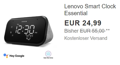 Ebay: "Lenovo Smart Clock Essential" für 24,99 Euro frei Haus