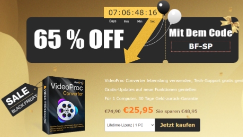 VideoProc: 65 Prozent Rabatt & Giftcard zum Produkt geschenkt