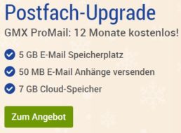 Gratis: GMX Promail mit 7 GByte Cloudspeicher für 1 Jahr kostenlos