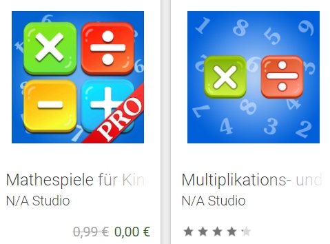 Gratis: App "Mathespiele für Kinder" zum Nulltarif