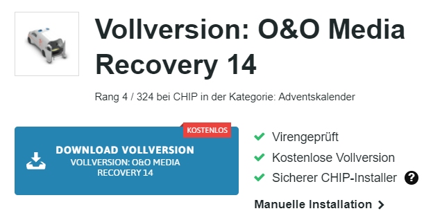 Gratis: Vollversion von "O&O MediaRecovery 14" via Chip zum Download