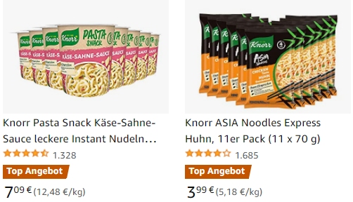 Amazon: Vorratspacks von Knorr und Mondamin mit Rabatt