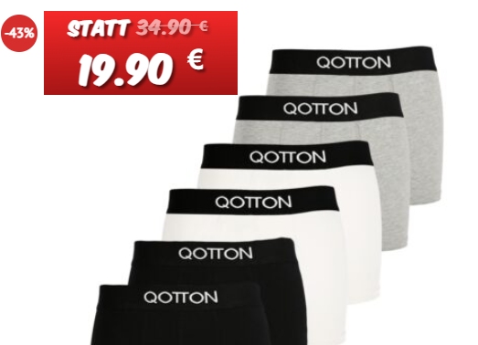 Qotton: 6er-Pack Boxershorts für 19,90 Euro frei Haus