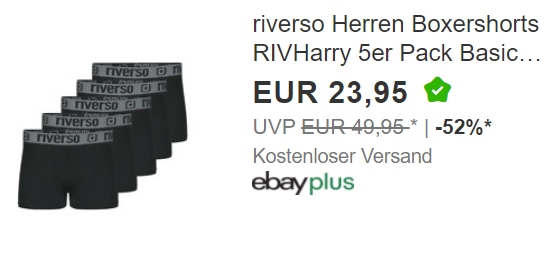 Riverso: Fünferpack Boxershorts via Ebay für 23,95 Euro