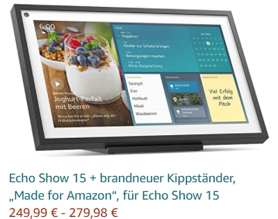 Amazon: Echo Show 15 mit Wandmontage für 249,99 Euro