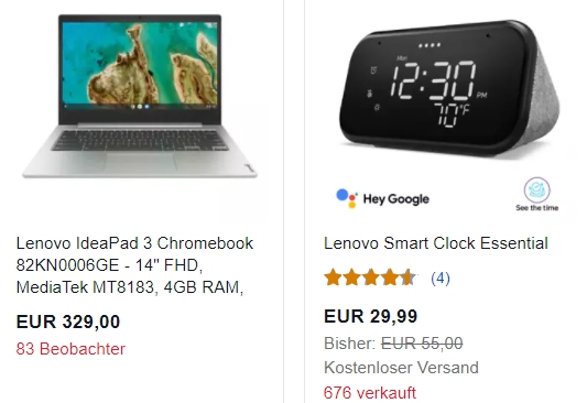 NBB: Sale auf Ebay mit Chromebooks, Smartclocks und mehr