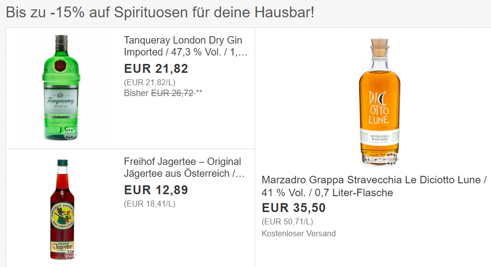 Ebay: Spirituosen mit bis zu 15 Prozent Rabatt