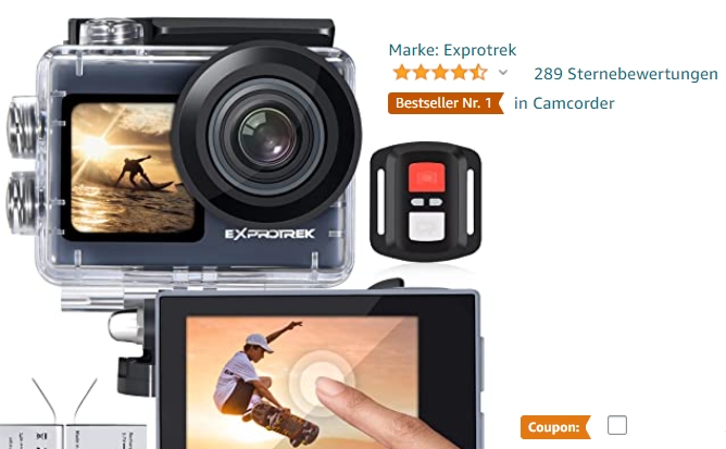 Amazon: 4K-Actioncam mit 40 Prozent Rabatt für 77,99 Euro