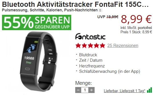 Druckerzubehoer: Bluetooth Aktivitätstracker für 8,99 Euro frei Haus