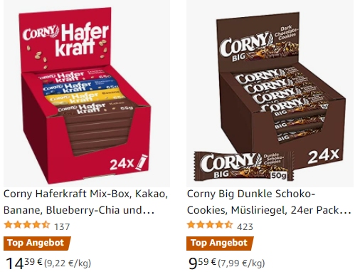 Amazon: Corny-Sale mit Müsliriegel-Vorratspacks