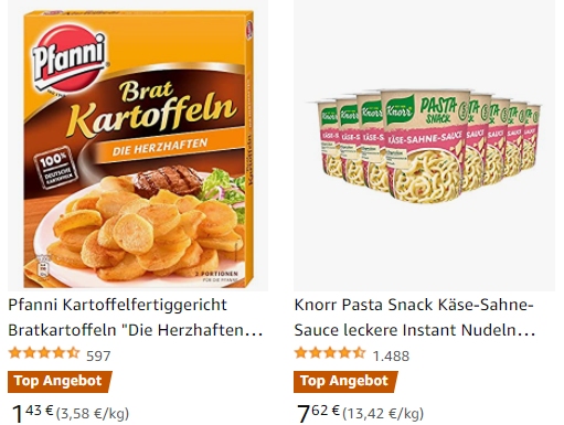 Amazon: Fertiggerichte von Knorr und Mondamin mit Rabatt