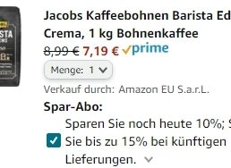 Jacobs: Barista Editions für 7,19 Euro pro Kilo via Amazon