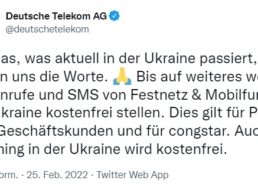 Ukraine: Anrufe und SMS via Telekom zum Nulltarif