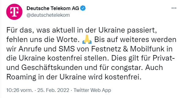 Ukraine: Anrufe und SMS via Telekom zum Nulltarif