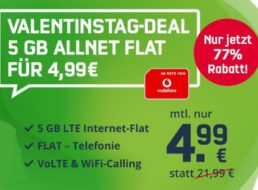 Vodafone-Netz: LTE-Flat mit fünf GByte für 4,99 Euro