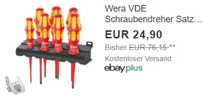 Ebay: Wera VDE Schraubendreher Satz zum Bestpreis von 24,90 Euro