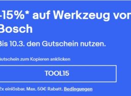 Ebay: 15 Prozent Rabatt auf über 300 Bosch-Werkzeuge