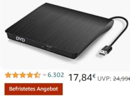 Amazon: Externes DVD-Laufwerk für 17,84 Euro