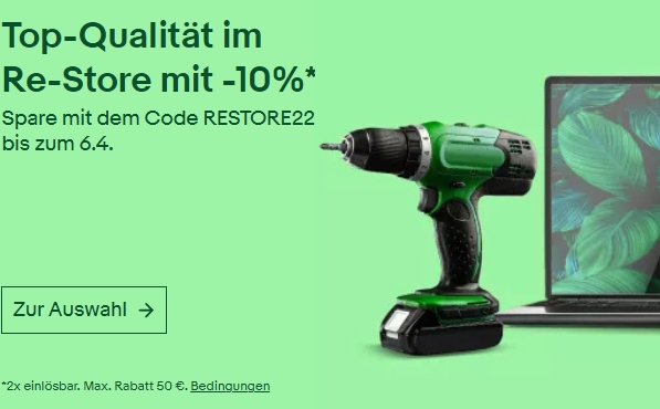 Ebay: 10 Prozent Rabatt auf bereits reduzierte B-Ware