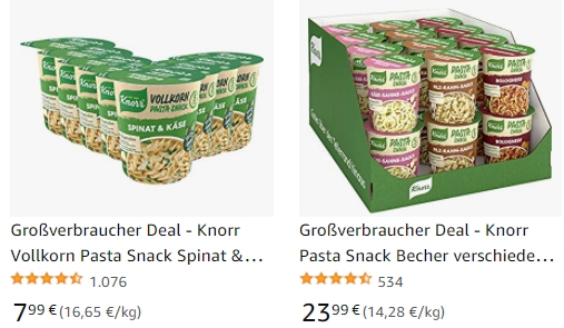 Amazon: Knorr-Fertiggerichte für kurze Zeit mit Rabatt