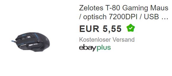 Ebay: Zelotes T-80 Gaming-Maus für 5,55 Euro frei Haus