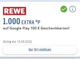 Rewe: Bis zu 1000 Payback-Punkte zur „Google Play“-Guthabenkarte