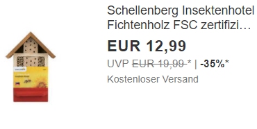 Schellenberg: Insektenhotel via Ebay für 12,99 Euro frei Haus