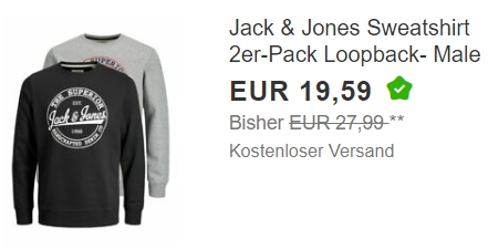 Jack & Jones: Sweatshirts im Doppelpack für 19,59 Euro frei Haus