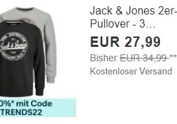 Jack & Jones: Doppelpack Sweatshirts für 22,39 Euro frei Haus