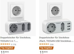 Amazon: Steckdosenadapter mit zwei USB-Slots für 11,99 Euro