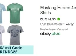 Mustang: Viererpack T-Shirts via Ebay für 35,96 Euro frei Haus