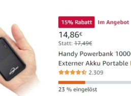 Amazon: Mini-Powerbank mit 10.000 mAh für 14,86 Euro