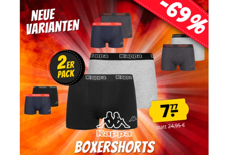 Kappa: Boxershorts im Doppelpack via Sportspar für 7,77 Euro