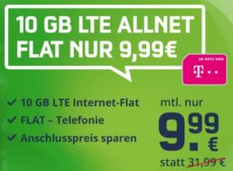 Telekom-Netz: Allnet-Flat mit 10 GByte LTE für 9,99 Euro