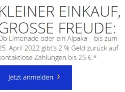 Visa: 2 Prozent Cashback fürs kontaklose Bezahlen