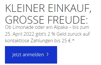 Visa: 2 Prozent Cashback fürs kontaklose Bezahlen