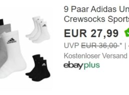 Adidas: 9er-Pack Sportsocken für 27,99 Euro