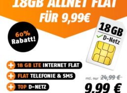 Klarmobil: Vodafone-Flat mit 18 GByte LTE-Daten für 9,99 Euro