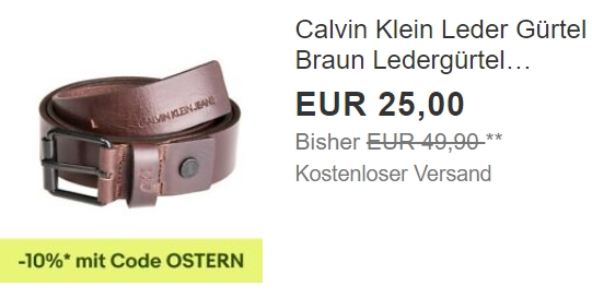 Calvin Klein: Ledergürtel via Ebay für 20 Euro frei Haus