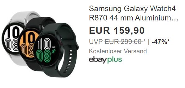 Ebay: Samsung Galaxy Watch 4 R870 für 159,90 Euro frei Haus