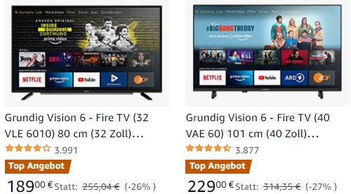 Amazon: Full-HD-TV "Grundig Vision 6" mit Fire-TV für 175,77 Euro